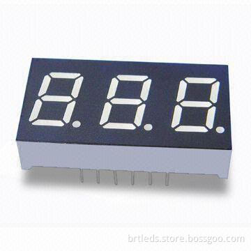 Triple Numerical 7 Segments LED Display, Amber Emitting Color, 0.4-inch Digit Height